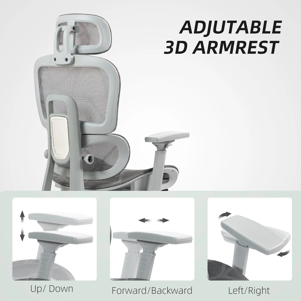 HOMCOM Multi-Adjustable Mesh Office Chair - Grey