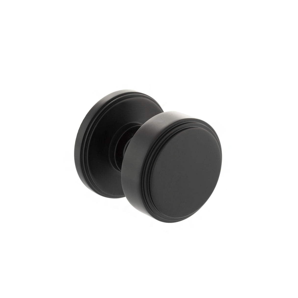 Millhouse Brass Boulton Brass Stepped Mortice Knob on Concealed Fix Rose - Matt Black - Set