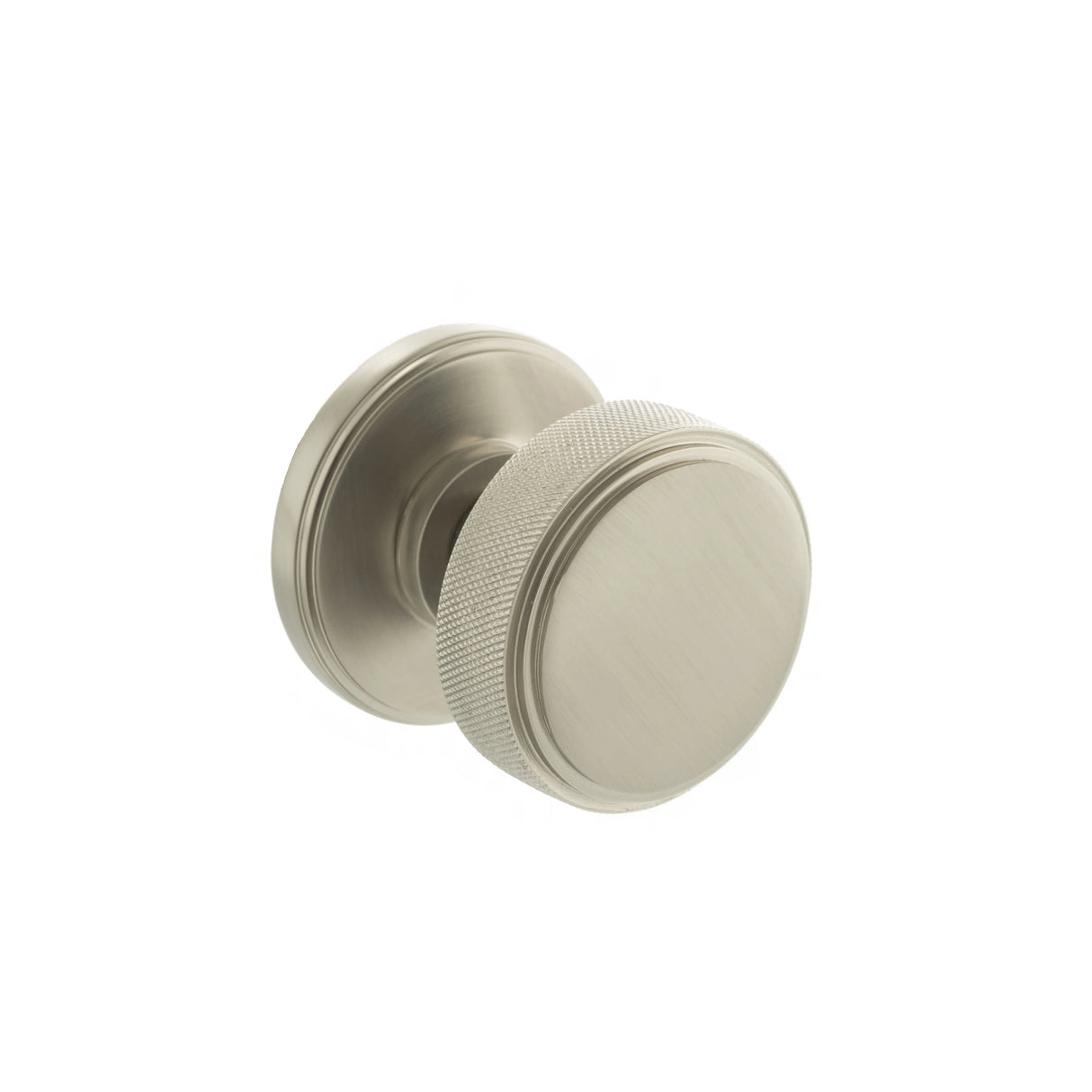 Millhouse Brass Harrison Brass Knurled Mortice Knob on Concealed Fix Rose - Satin Nickel - Set