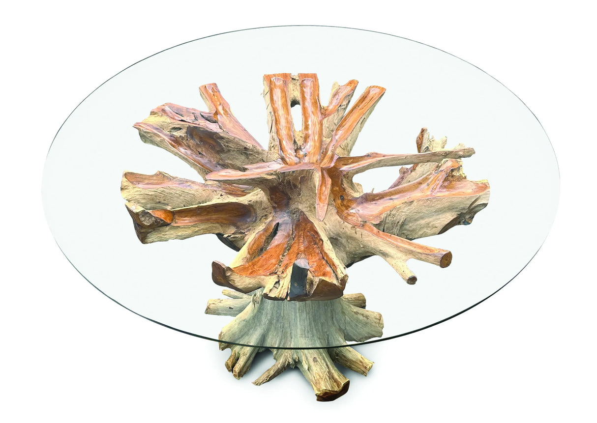 Lombok Round Dining table with glass 150 cm