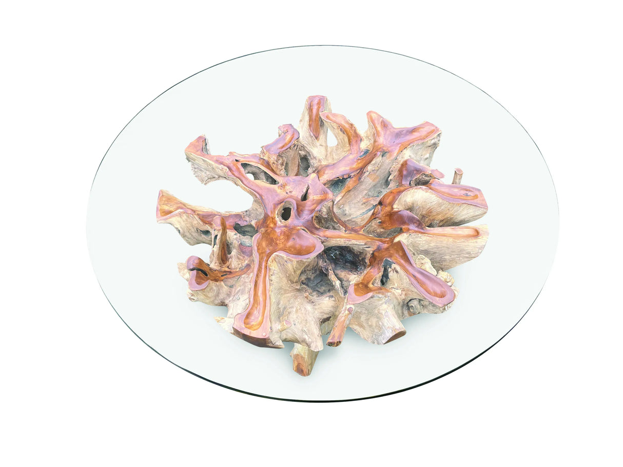 Lombok Round Dining table with glass 150 cm