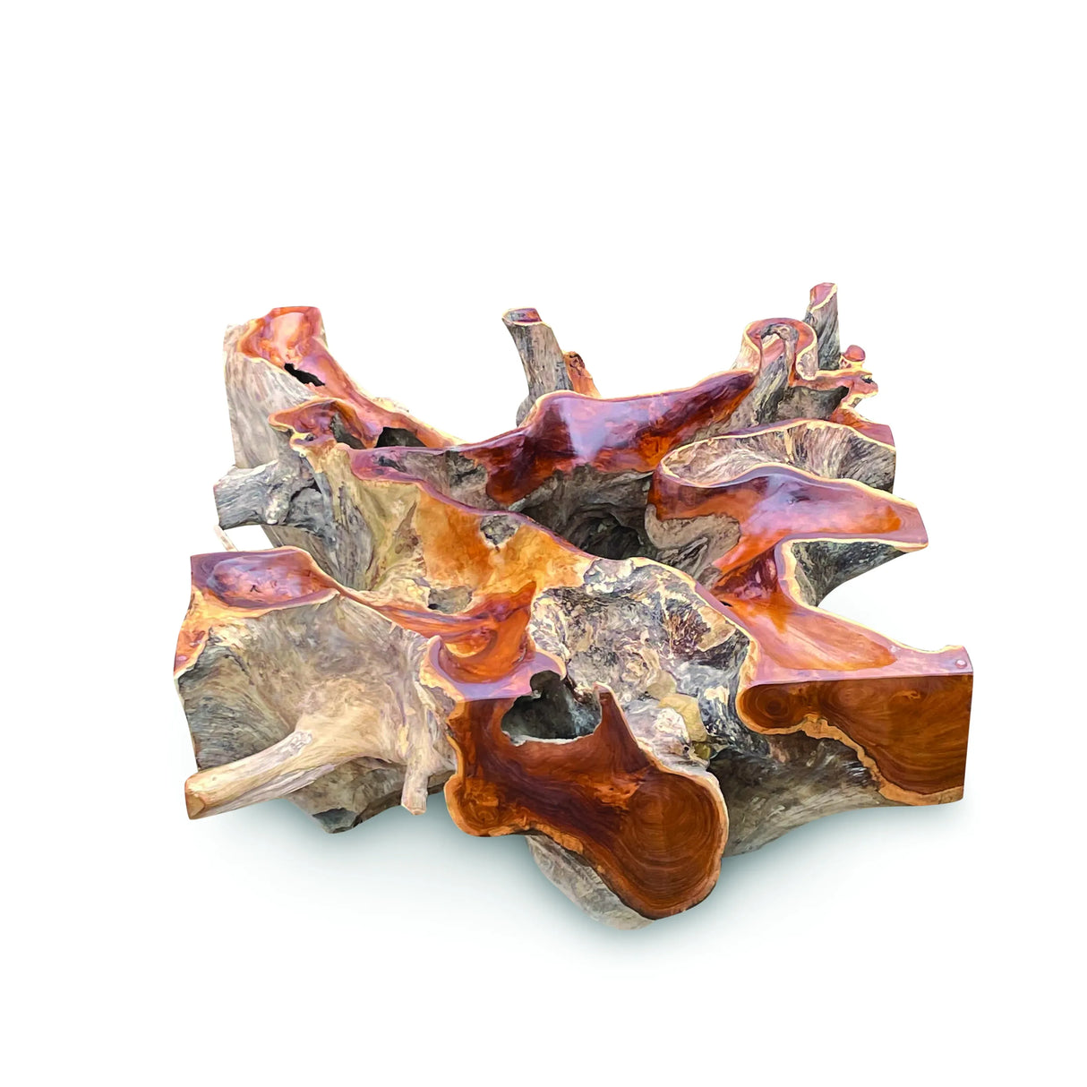 Root Square Lombok Coffee Table Small with 90x90 cm glass