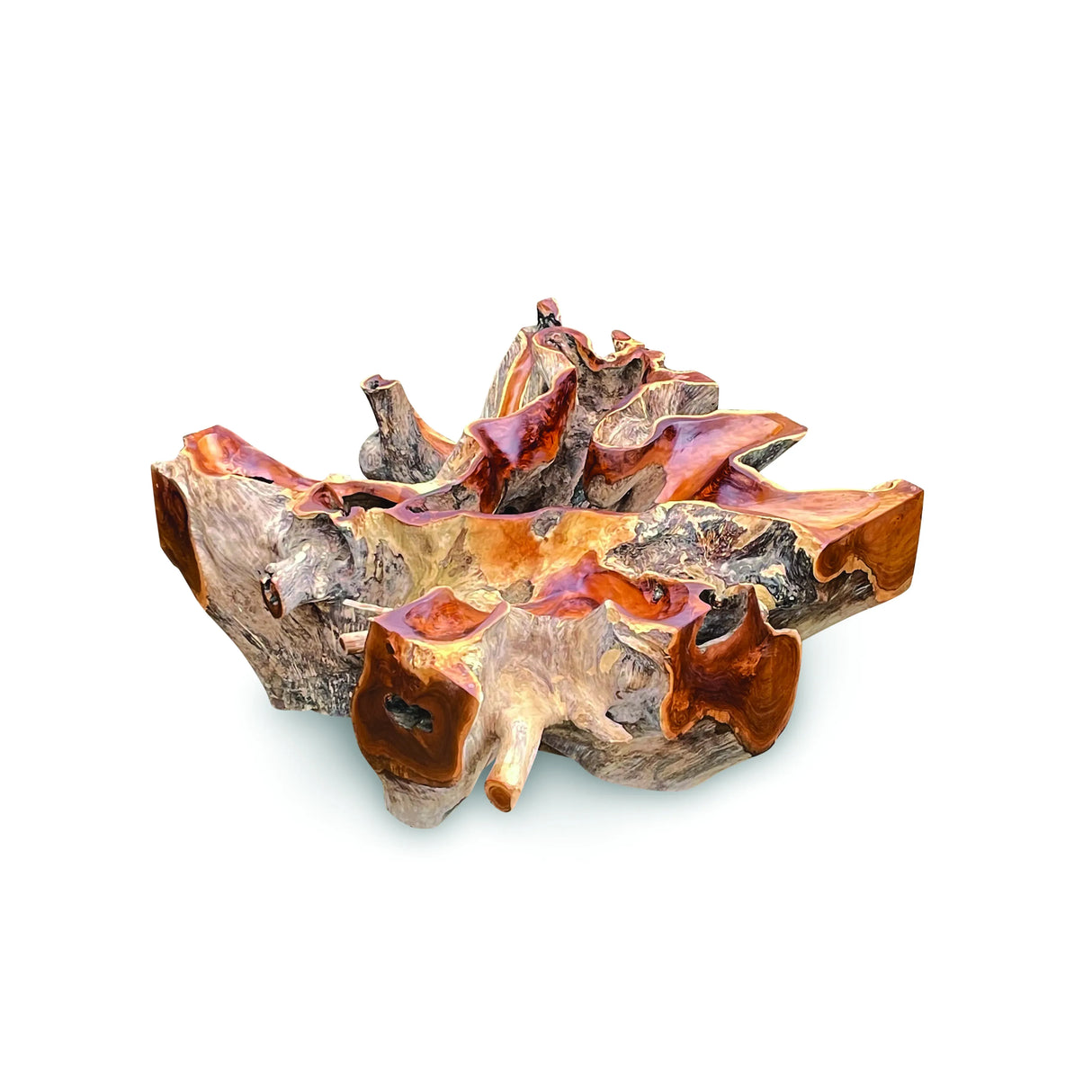 Root Square Lombok Coffee Table Small with 90x90 cm glass