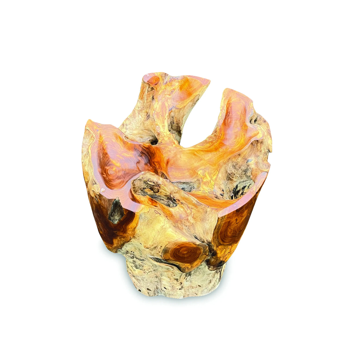 Root Round Lombok Coffee Table Extra Small with Dia. 70 cm glass