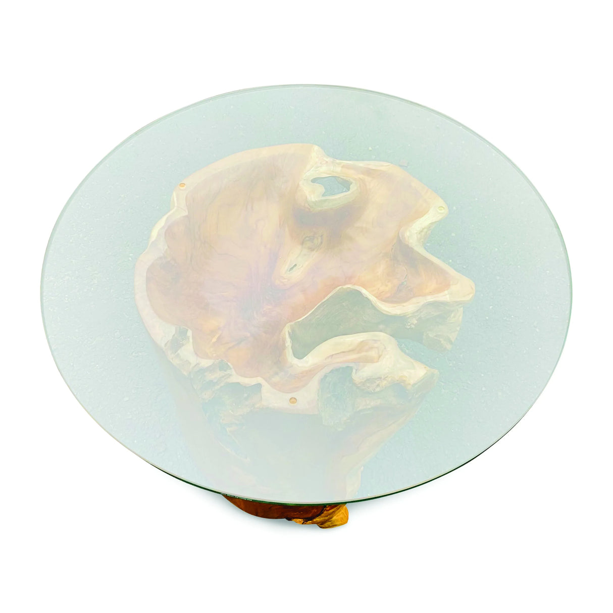 Root Round Lombok Coffee Table Extra Small with Dia. 70 cm glass