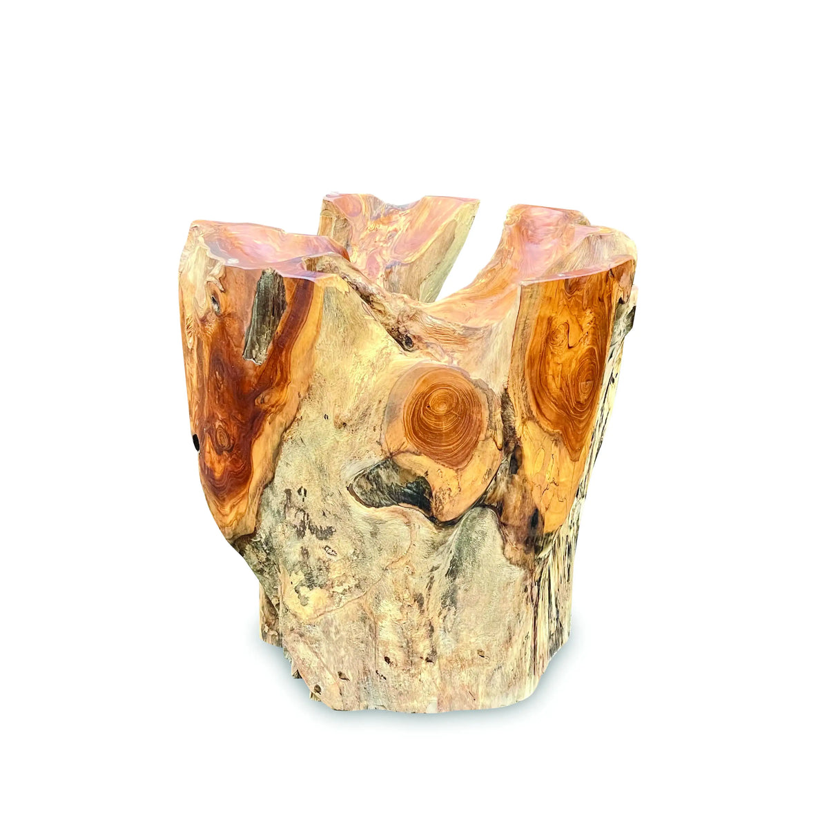 Root Round Lombok Coffee Table Extra Small with Dia. 70 cm glass