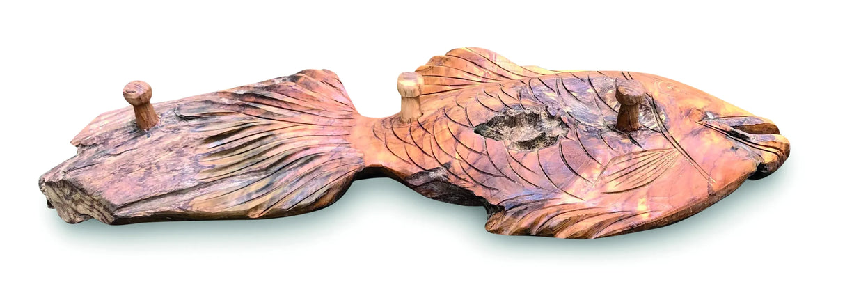 Teak Driftwood Fish Wall coat rack
