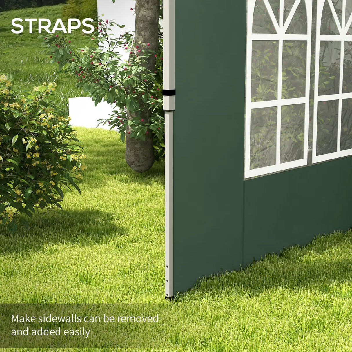 Outsunny Gazebo Side Panels, Sides Replacement with Window for 3x3(m) or 3x4m Pop Up Gazebo, 2 Pack, Green