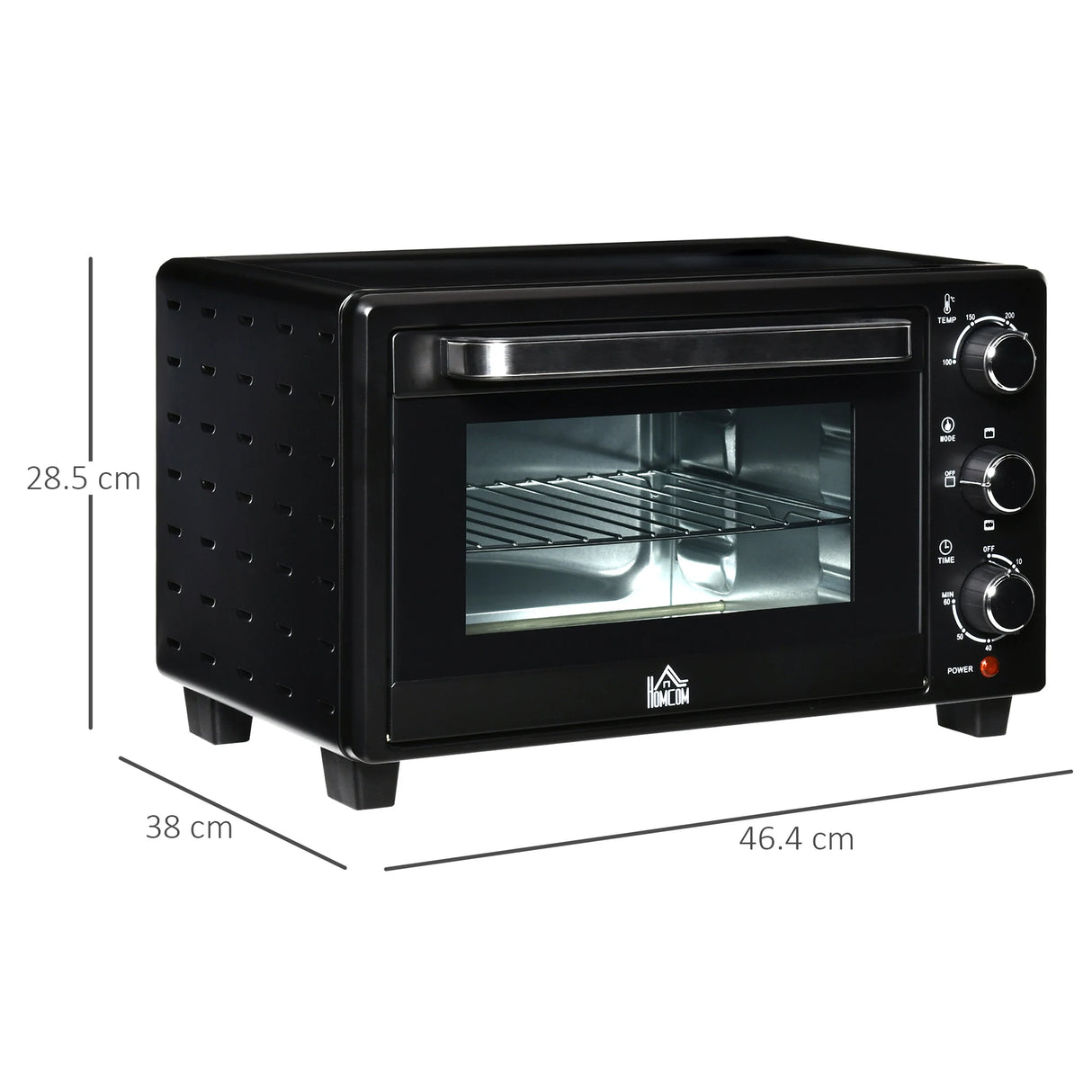 HOMCOM 21L Mini Countertop Oven, 100C-230C Adjustable Temp - Black