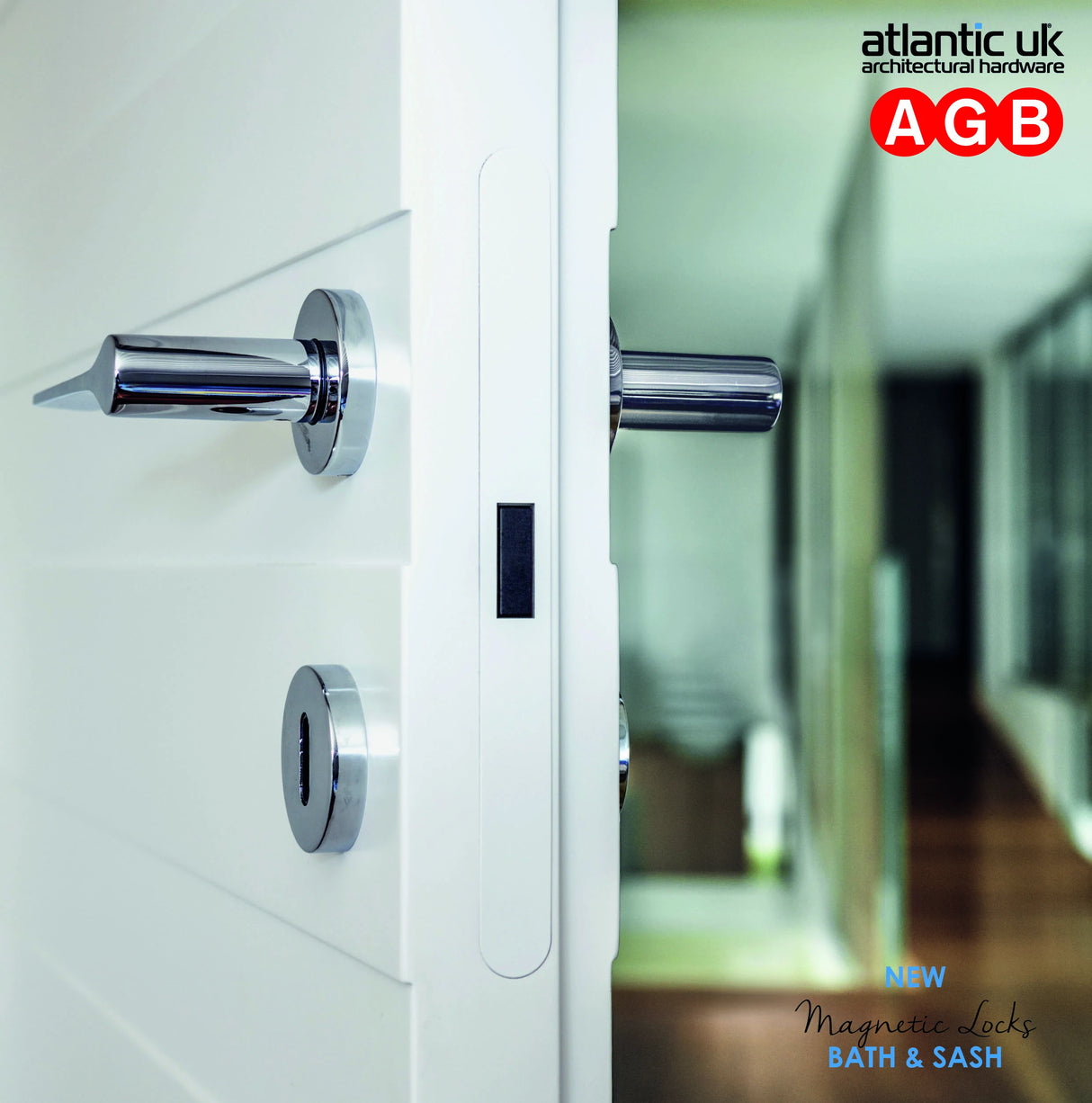 AGB Sliding Door Bathroom Lock Set with Square Flush Handle - Polished Brass - Each
