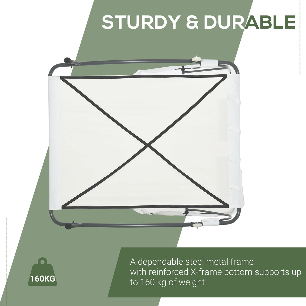 Outsunny Double Sun Lounger with Adjustable Detachable Canopy, Portable Garden Daybed for 2 with Wheels, Outdoor Sunbed Hammock with 2 Pillows, 220 KG Max. Load, White