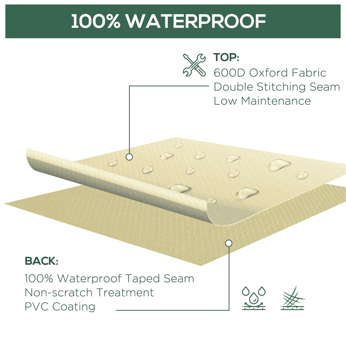 Outsunny 600D Oxford Cloth Furniture Cover 3 Seat Rattan Chair Protector Large Garden Patio Outdoor Waterproof L152 x W87 x H58-79cm