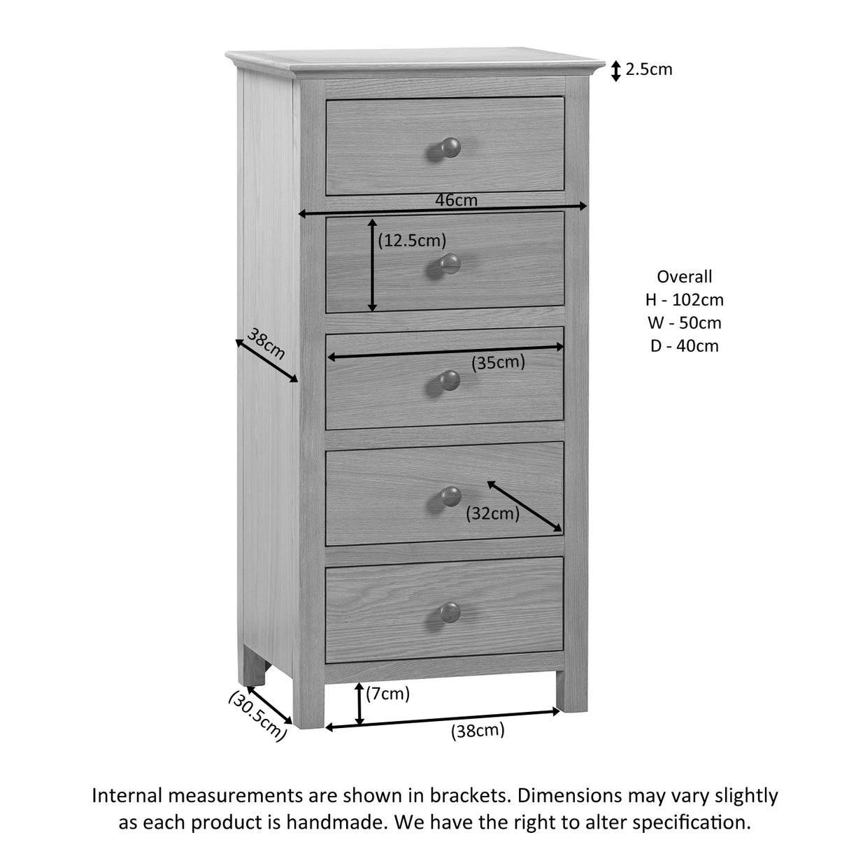 5 Drawer Tall Chest