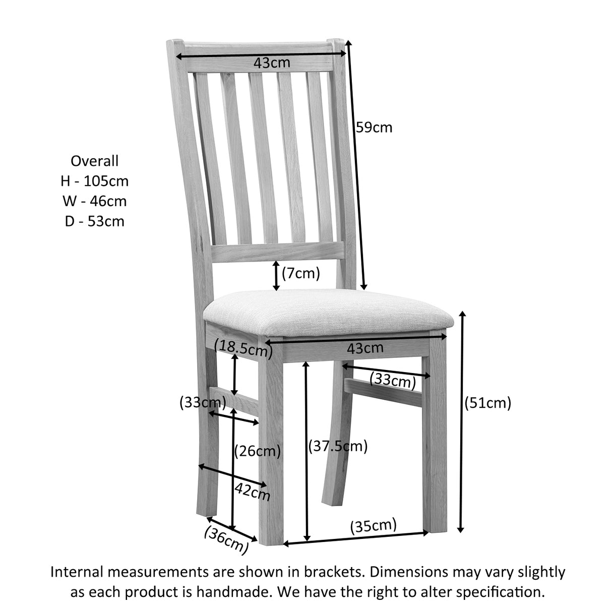 Slatted Chair with Fabric Seat Pad