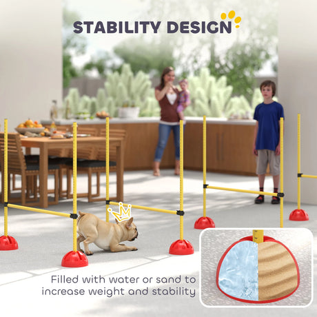 PawHut 4-piece Dog Agility Equipment with 4 Hurdles, Bag for Jump, Training, Yellow