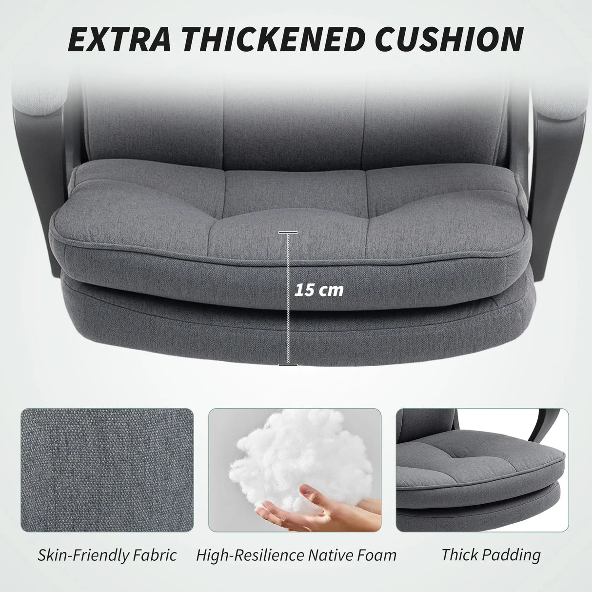 HOMCOM Double Padded Linen-Look Office Chair - Charcoal Grey