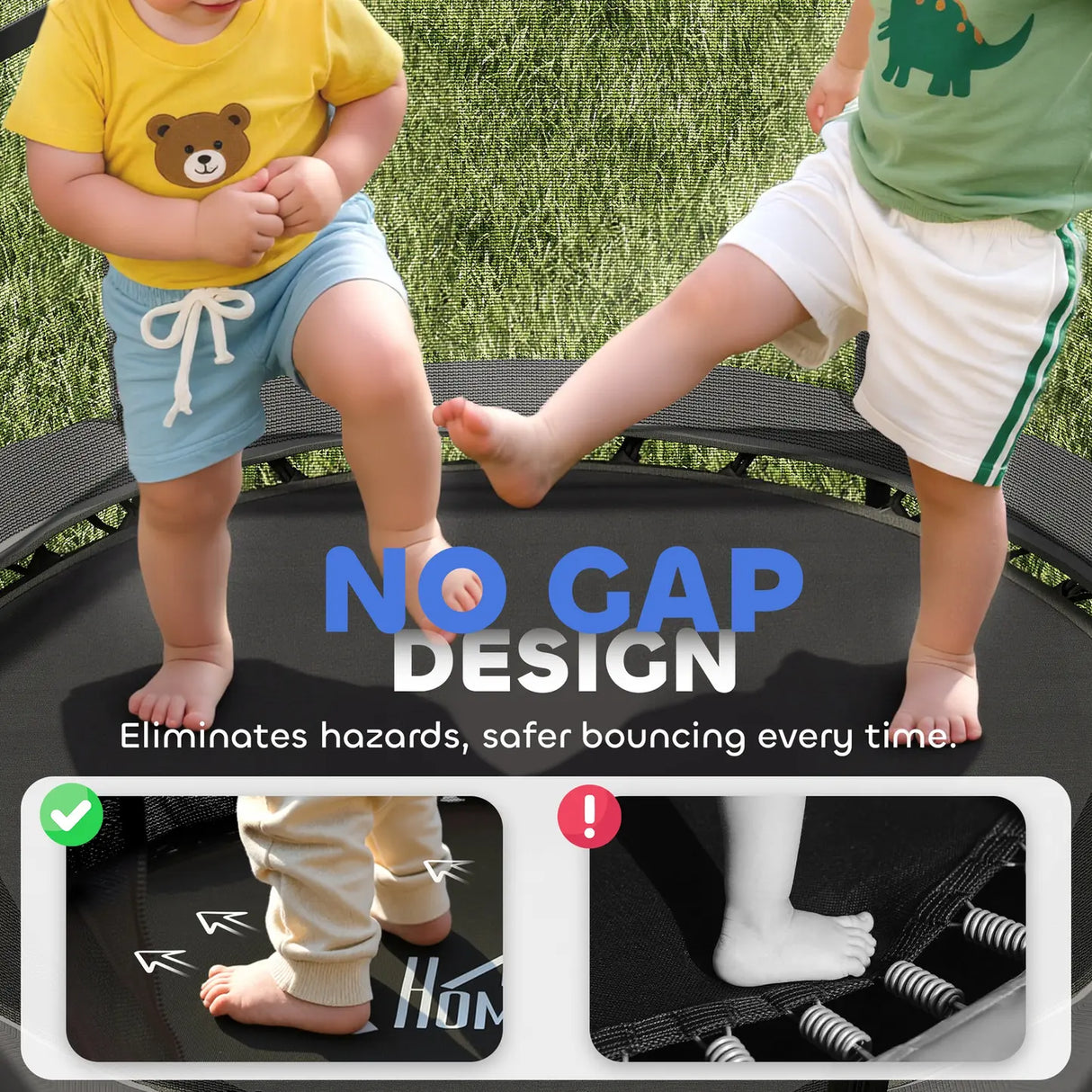 HOMCOM 4.6FT/55" Kids Trampoline with Safety Enclosure, Outdoor Indoor Use, for Ages 3-10 Years, Black
