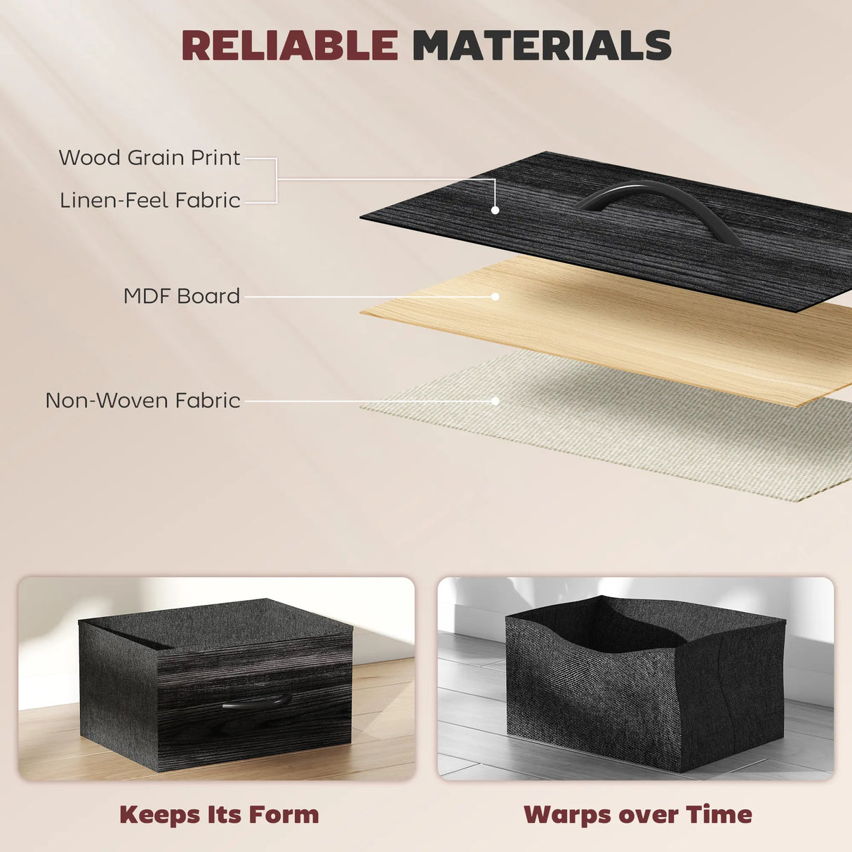 HOMCOM Chest of Five Fabric Drawers - Black