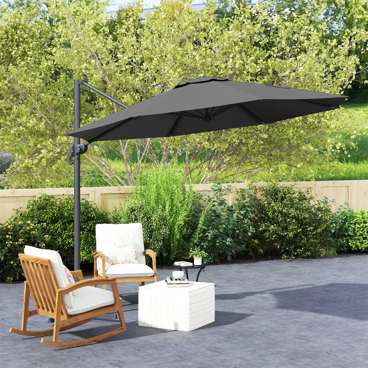 Outsunny 3 x 3m Overhanging Cantilever Parasol - Black