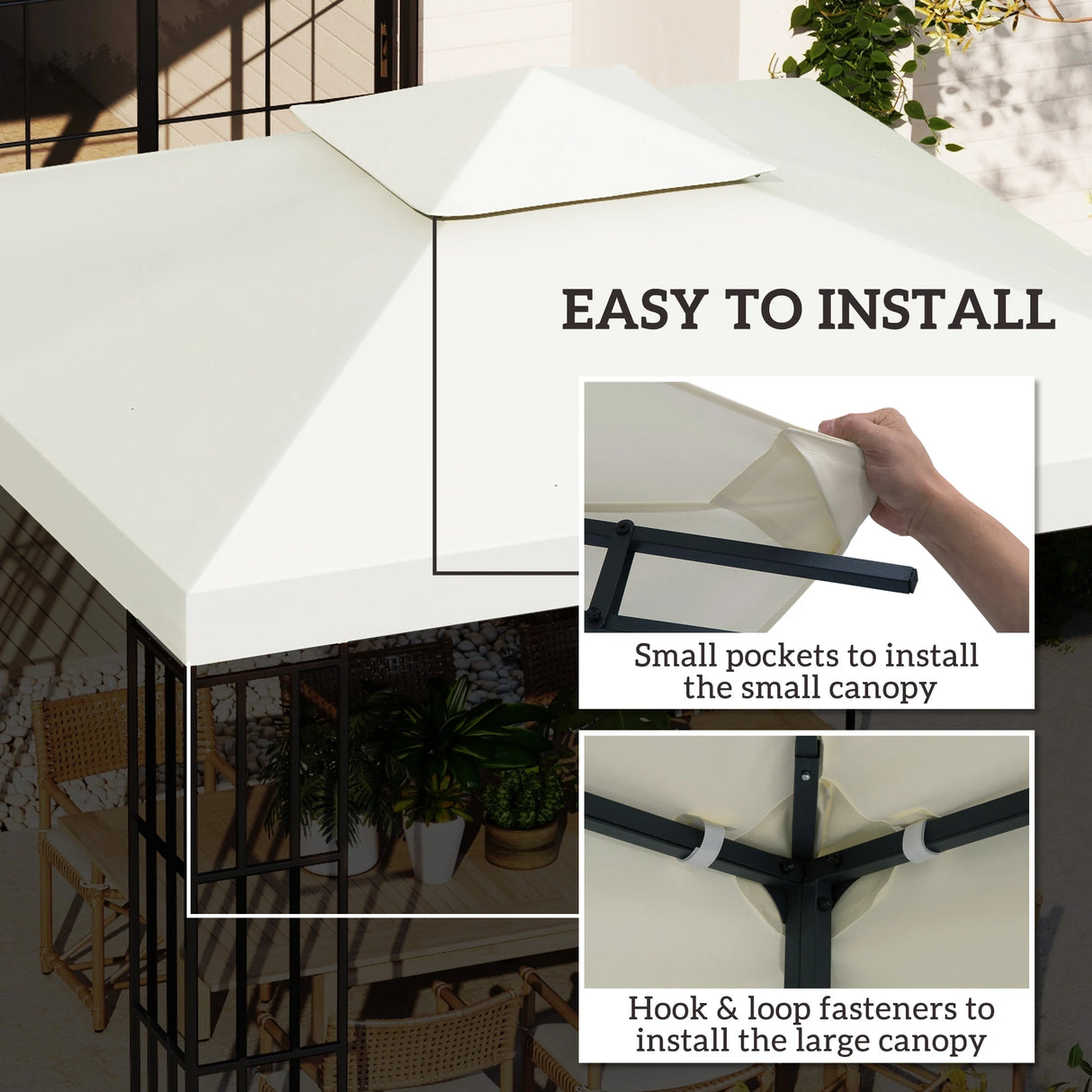 Outsunny Gazebo Replacement Canopy 3x3 m-Cream White