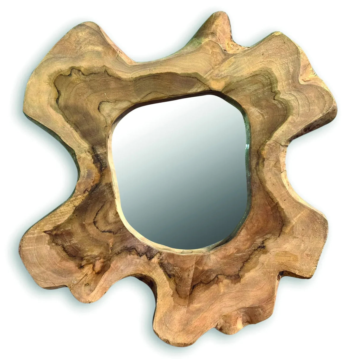 TEAK TREE SLICE WALL MIRROR MEDIUM