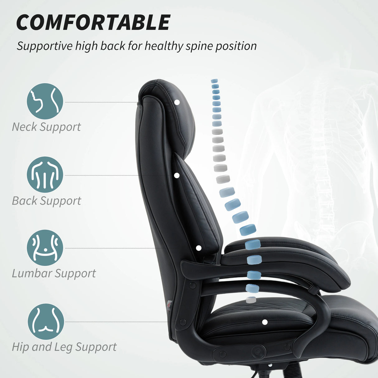 HOMCOM Executive Office Chair with Spring Padding - Black
