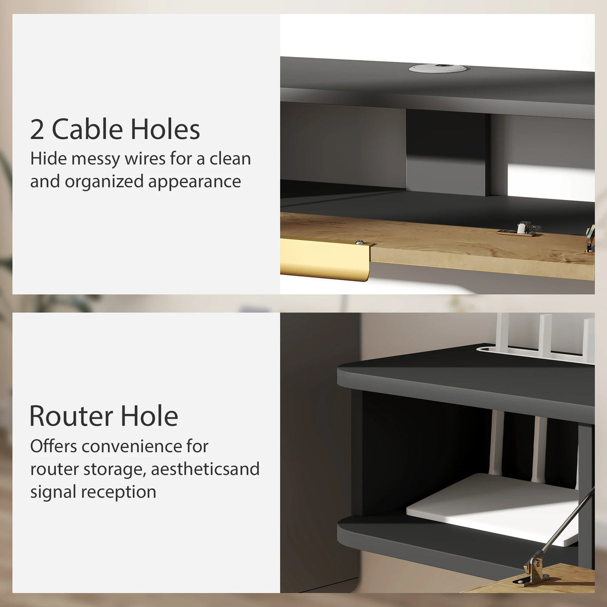HOMCOM 120 cm Floating TV Stand with Storage - Charcoal Grey