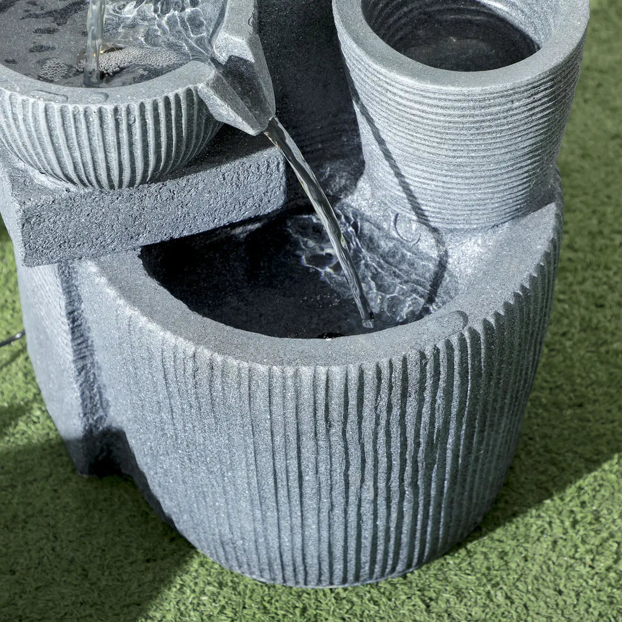 Outsunny Solar Powered Outdoor Water Fountain - Dark Grey