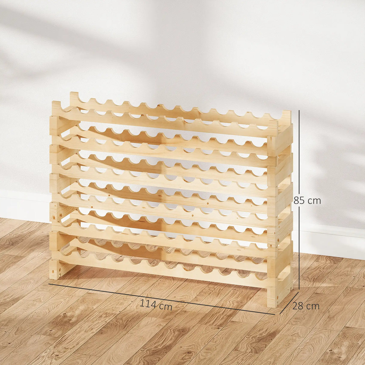 HOMCOM Six-Tier, 72 Bottle Wooden Wine Rack Set of 2 - Natural