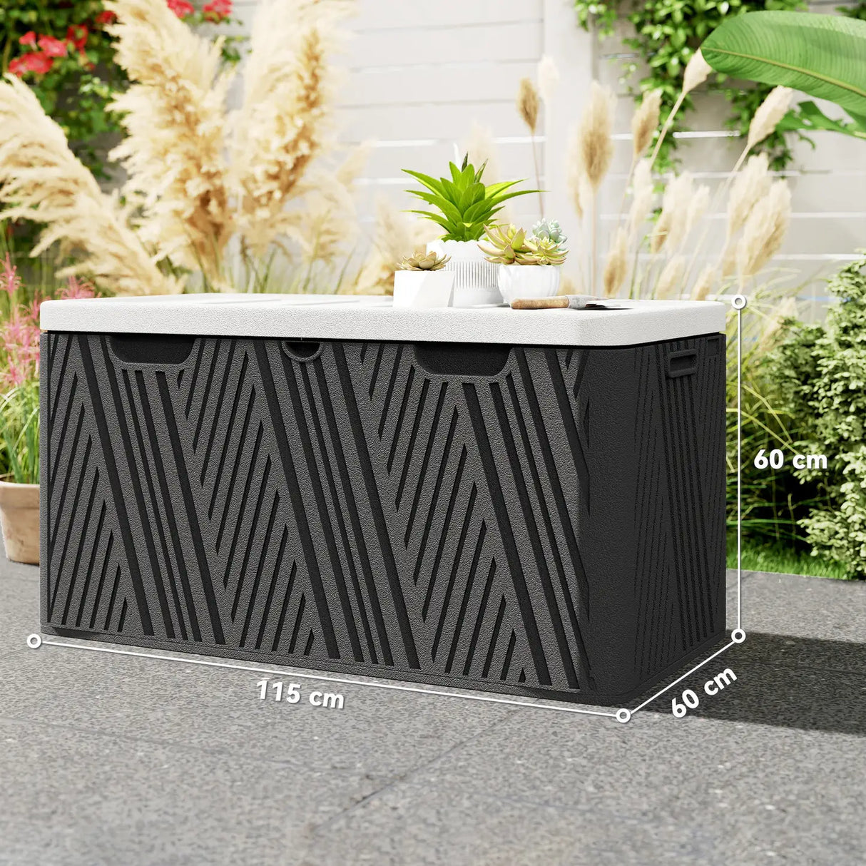 Outsunny 380L Waterproof Outdoor Storage Box, with Lockable Lid - Black