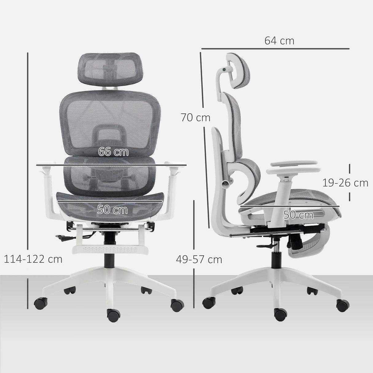HOMCOM Multi-Adjustable Mesh Office Chair - Grey and White