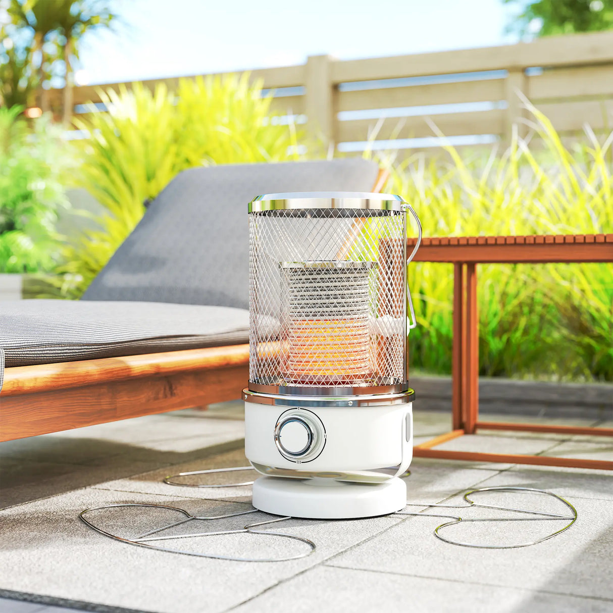 Outsunny 2000W Patio Electric Heater with 10-20m2 Coverage, Separation Coil, Freestanding Outdoor Infrared Heater with Tip-Over Protection, Overheat Protection, Handle for Indoor and Outdoor Use, White