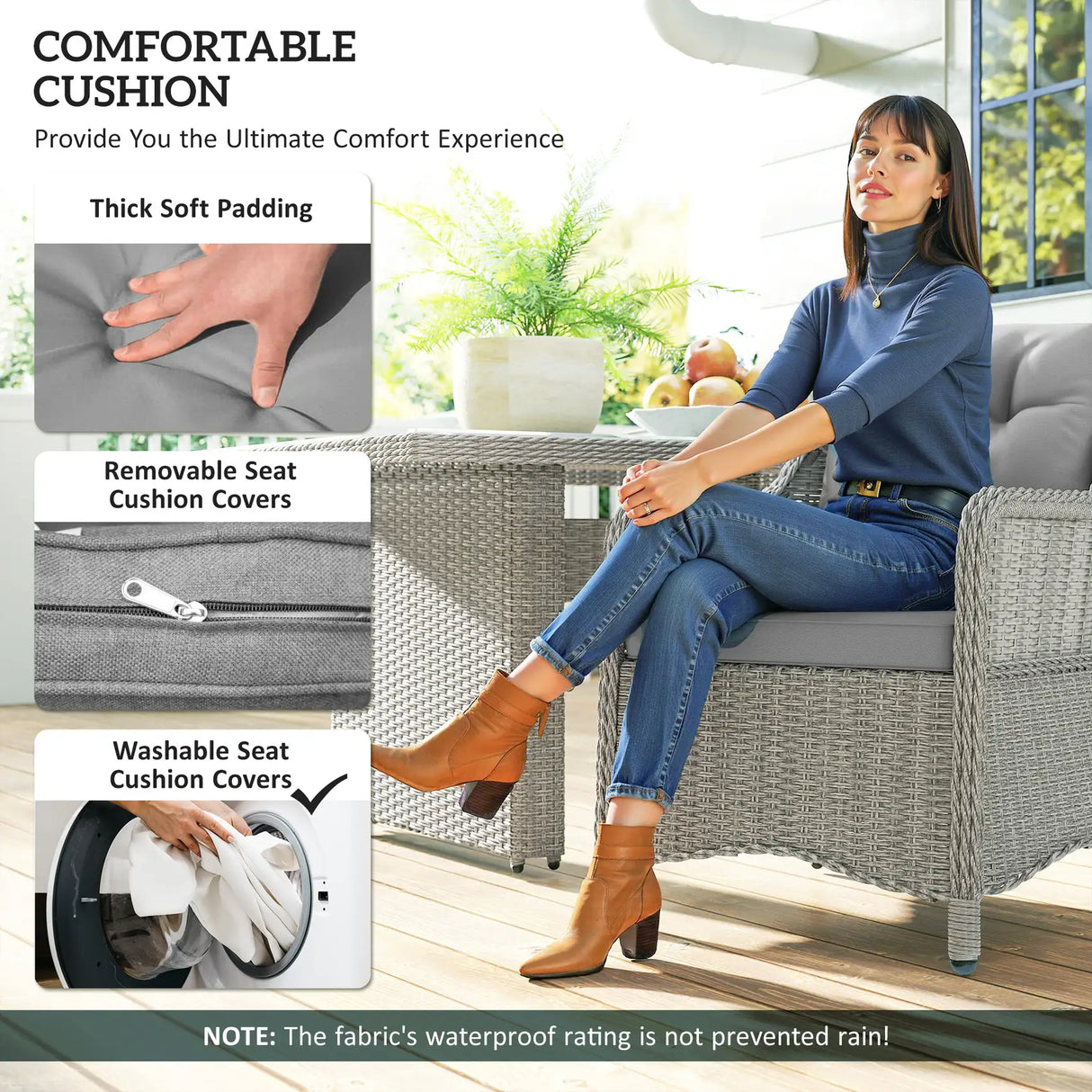 Outsunny Seven-Piece Rattan Dining Set - Mixed Grey