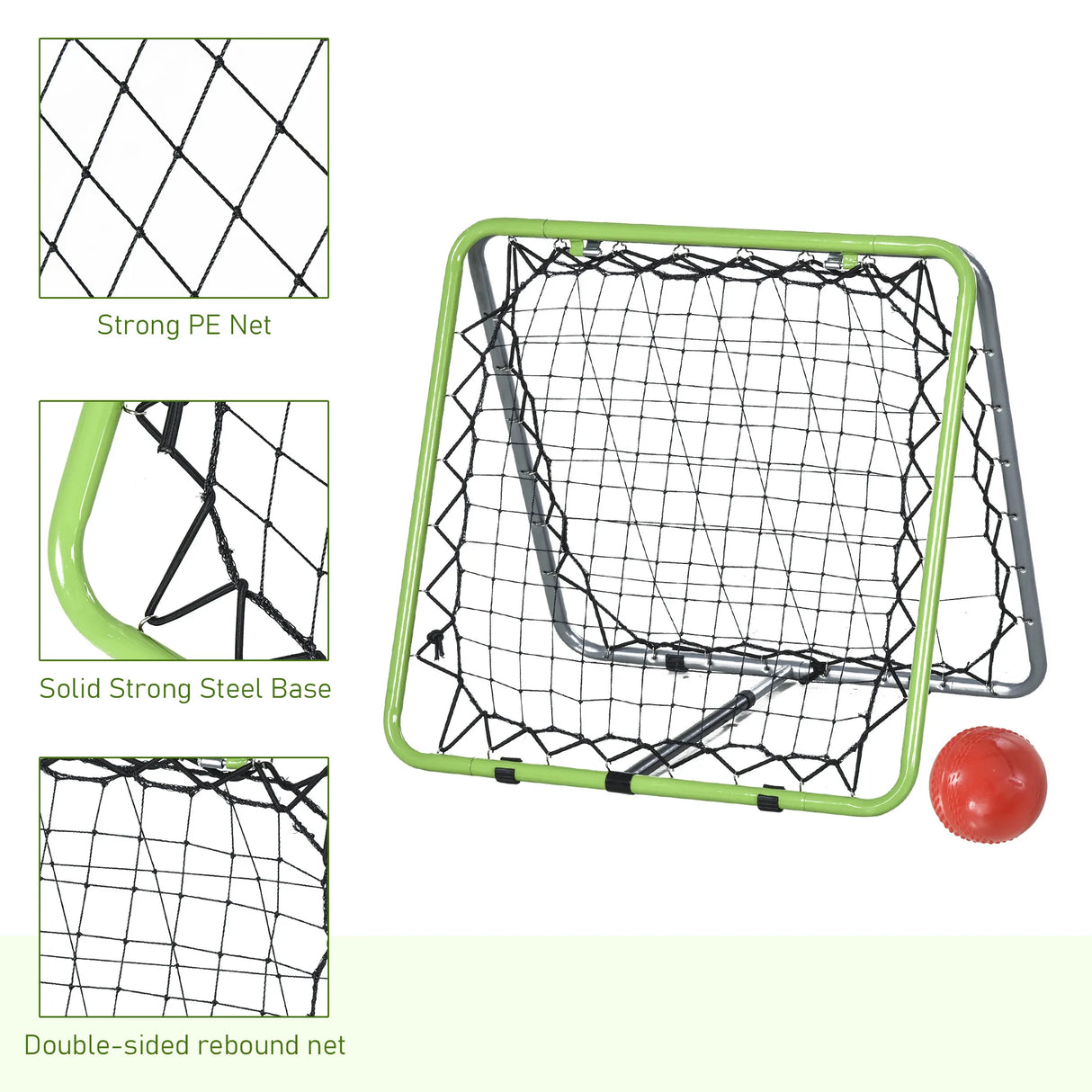 HOMCOM Football Training Net, Soccer Kickback Target Goal Both Side Rebounder Net, Adjustable Angle Goal Training Set for Kids and Children to Practice in Playground, Backyard