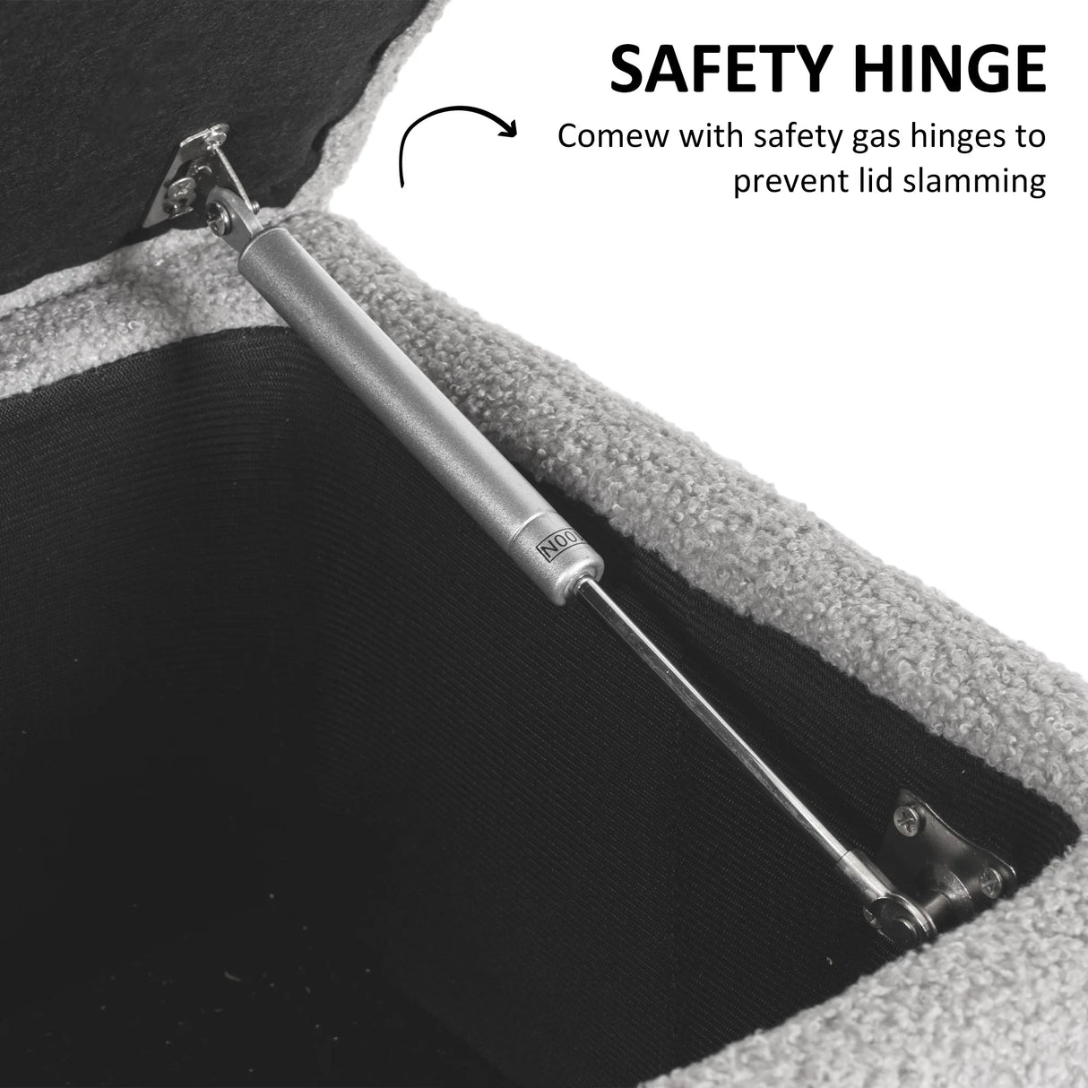 HOMCOM 57L Storage Ottoman, End of Bed Bench with Wooden Legs, Fabric Footstool for Living Room, Bedroom, 95 x 38 x 45cm, Grey