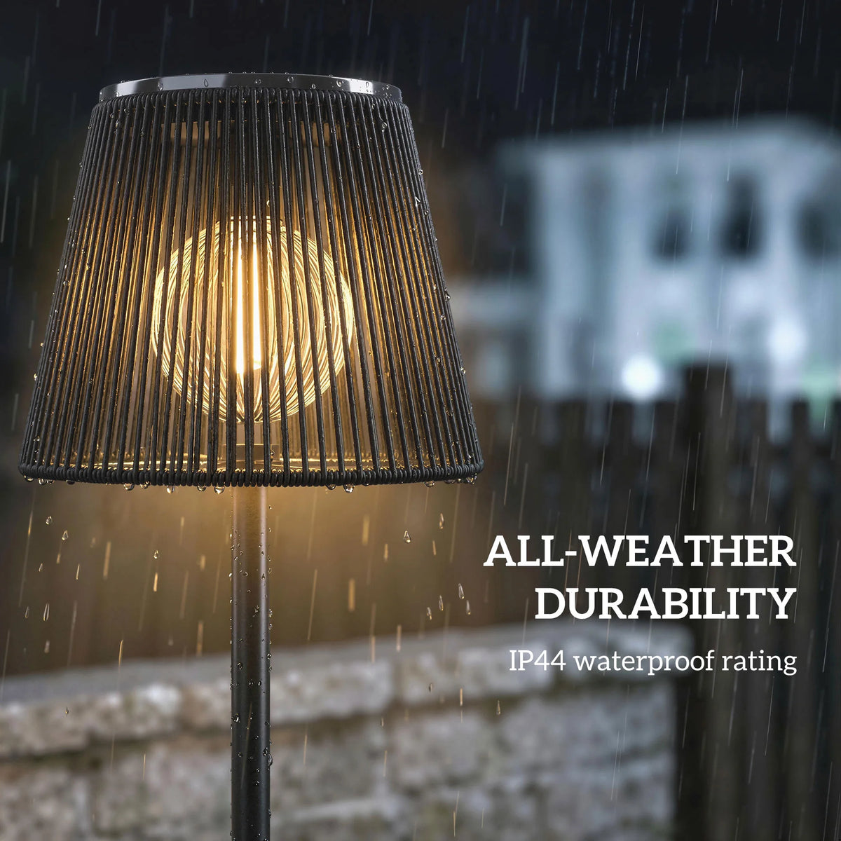 Outsunny Outdoor Solar Floor Lamp, Adjustable Height Rechargeable Floor Lamp IP44 Waterproof