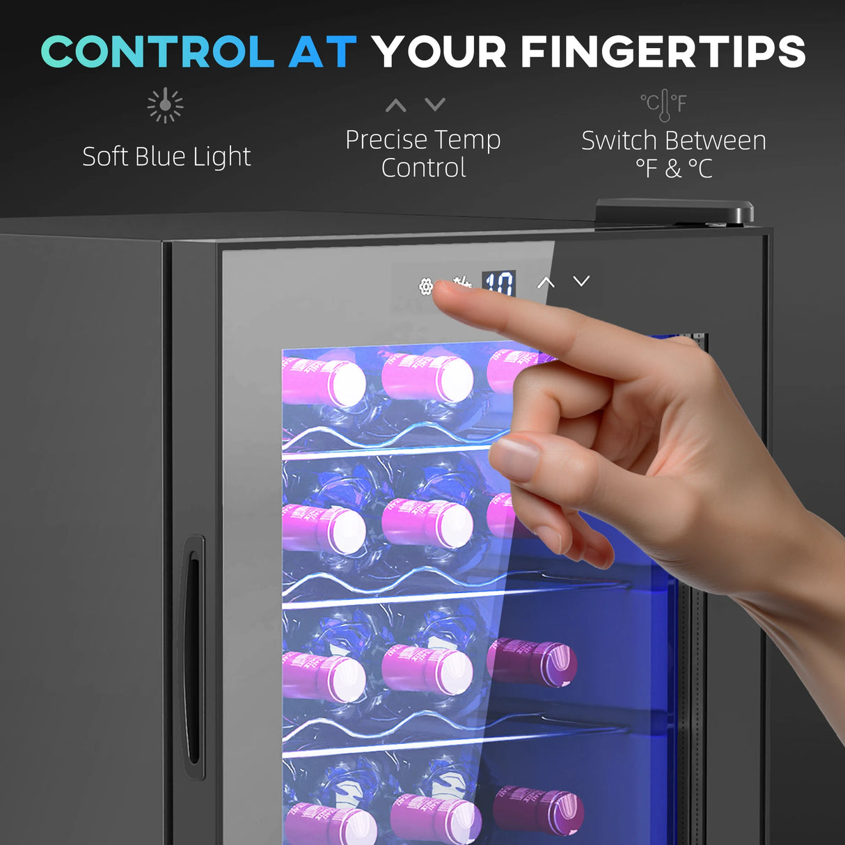 HOMCOM 20 Bottle 5-18 Countertop Wine Fridge - Black