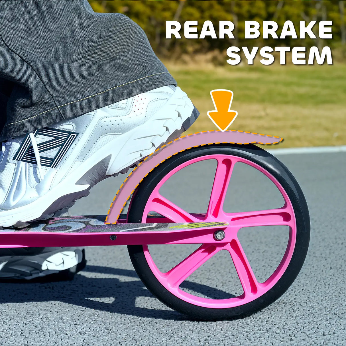 AIYAPLAY Foldable Kids Scooter with Adjustable Handlebar, 200mm Big Wheel, Rear Fender Brake, for Ages 6-12 Years, Pink