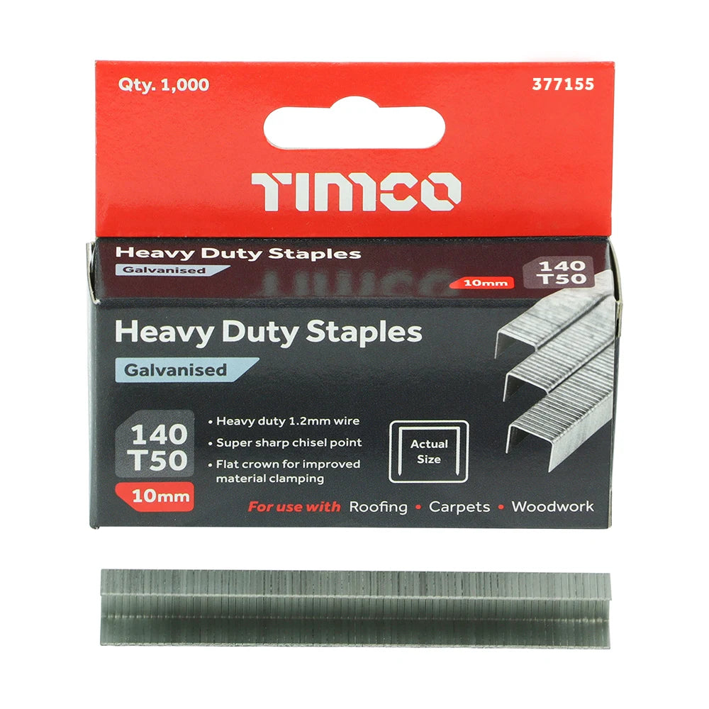 5000 x TIMCO Heavy Duty Chisel Point Galvanised Staples - 10mm