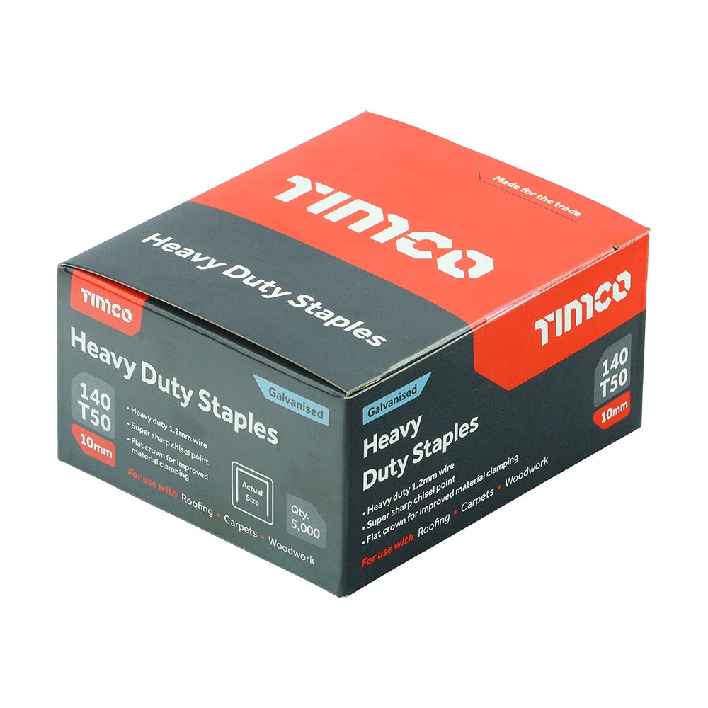 5000 x TIMCO Heavy Duty Chisel Point Galvanised Staples - 10mm