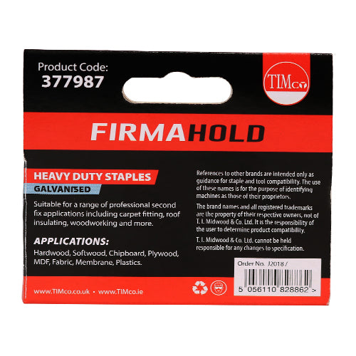 1000 x TIMCO Heavy Duty Chisel Point Galvanised Staples - 6mm