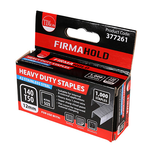 1000 x TIMCO Heavy Duty Chisel Point A2 Stainless Steel Staples - 8mm