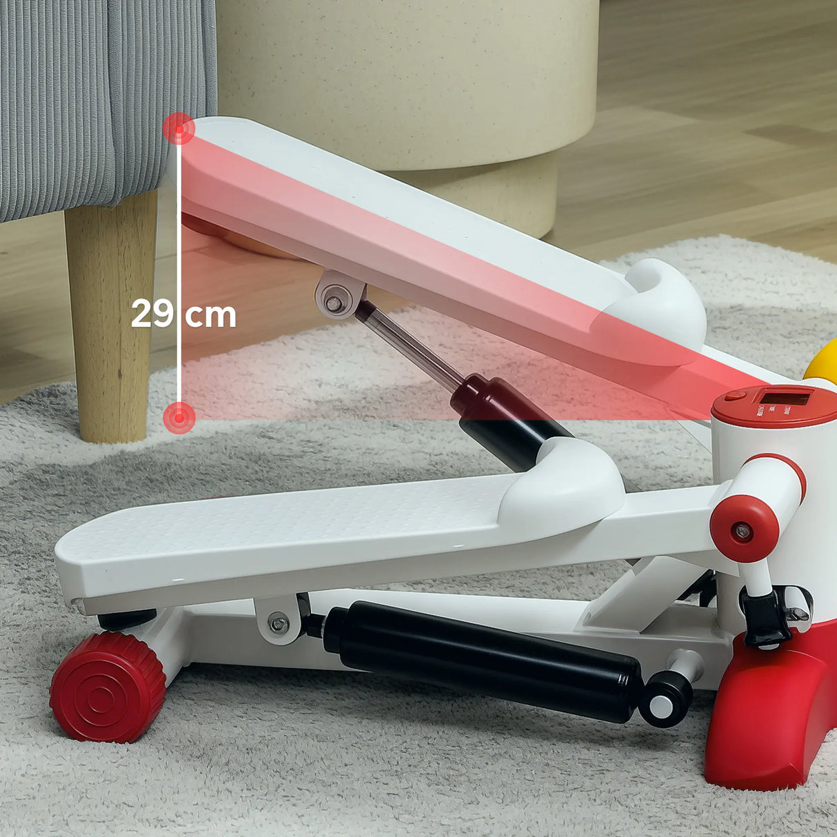 SPORTNOW Mini Stepper Machine, with LCD Monitor, Non-Slip Pedals, Grey