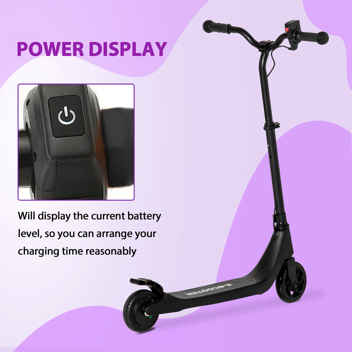 HOMCOM Electric Scooter, 120W Motor E-Scooter, Adjustable Height, Rear Brake for Ages 6+ Years - Black