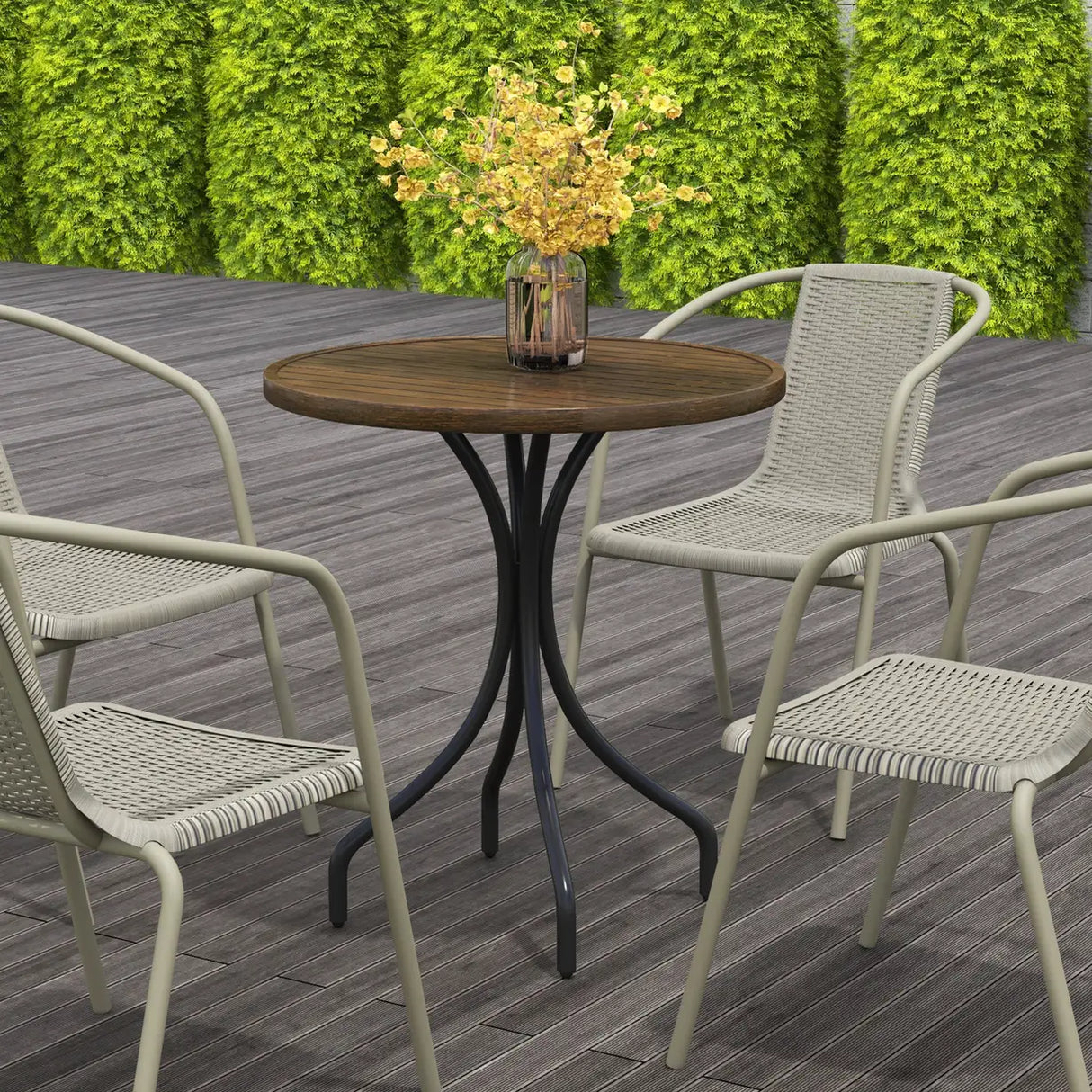 Outsunny 66cm Galvanised Steel Garden Table - Brown
