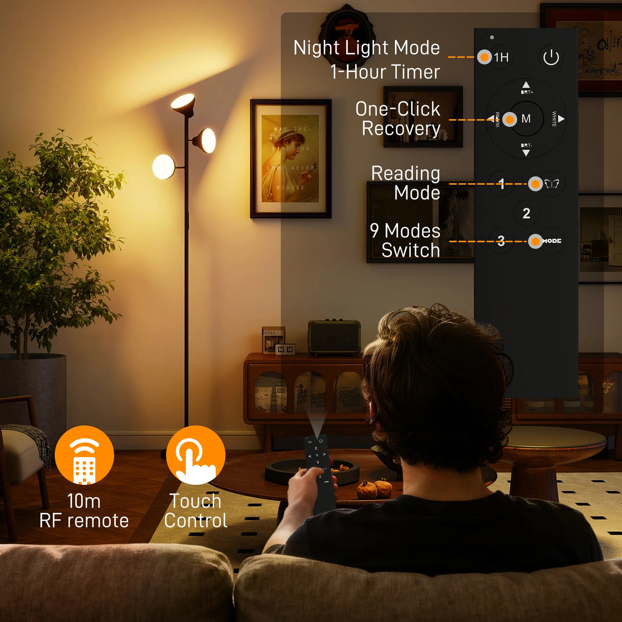 HOMCOM Three-Lamp Multi-Adjustable Floor Light - Black