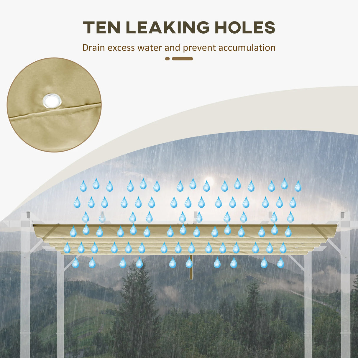 Outsunny Retractable Pergola Cover, 3.5 x 2.6 m Replacement Canopy Fabric for 4 x 3 m Frame, Roof Top Only, Beige