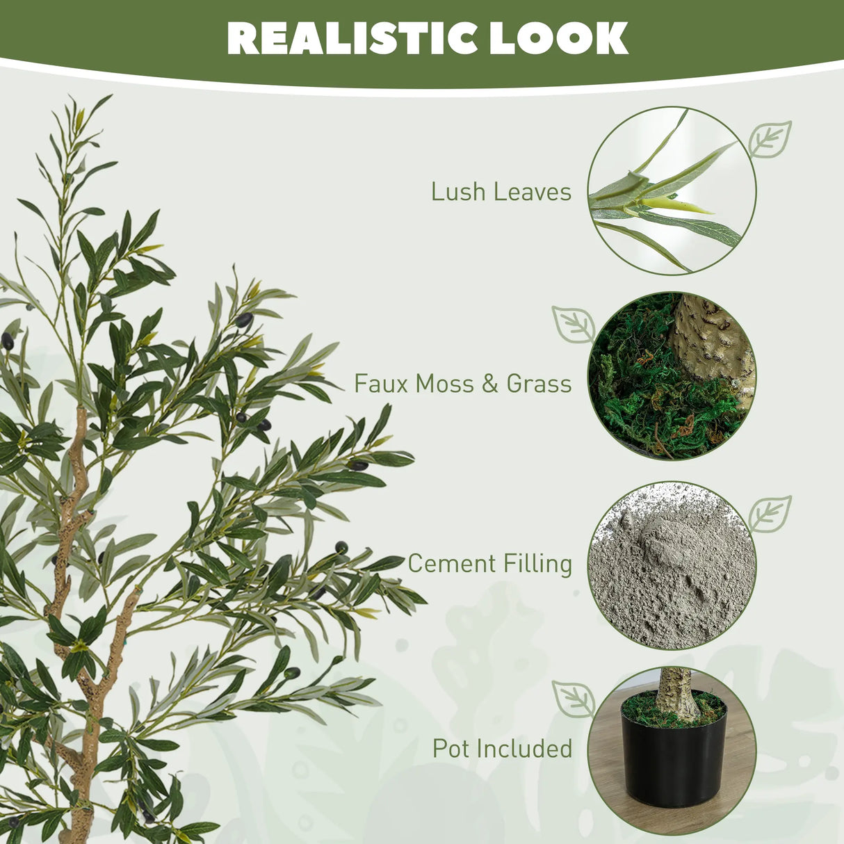HOMCOM Silk Leaf Artificial Olive Trees