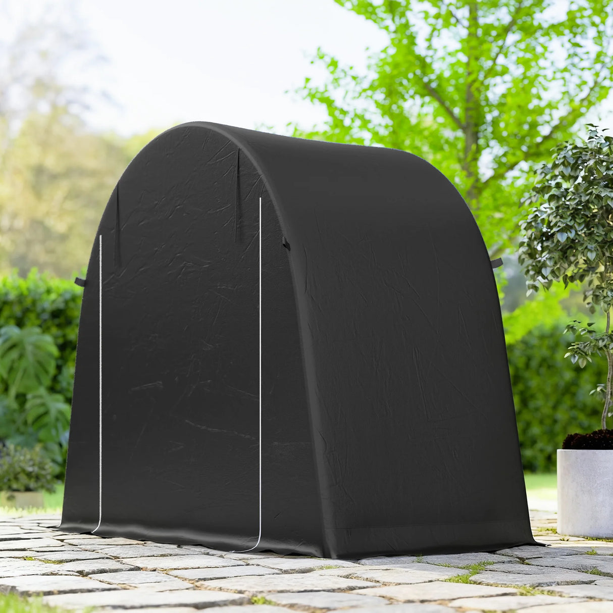 Outsunny 8 x 4 ft Garden Storage Tent, Waterproof Bike Tent with Roll-up Zipper Door and Galvanised Metal Frame, Dark Grey