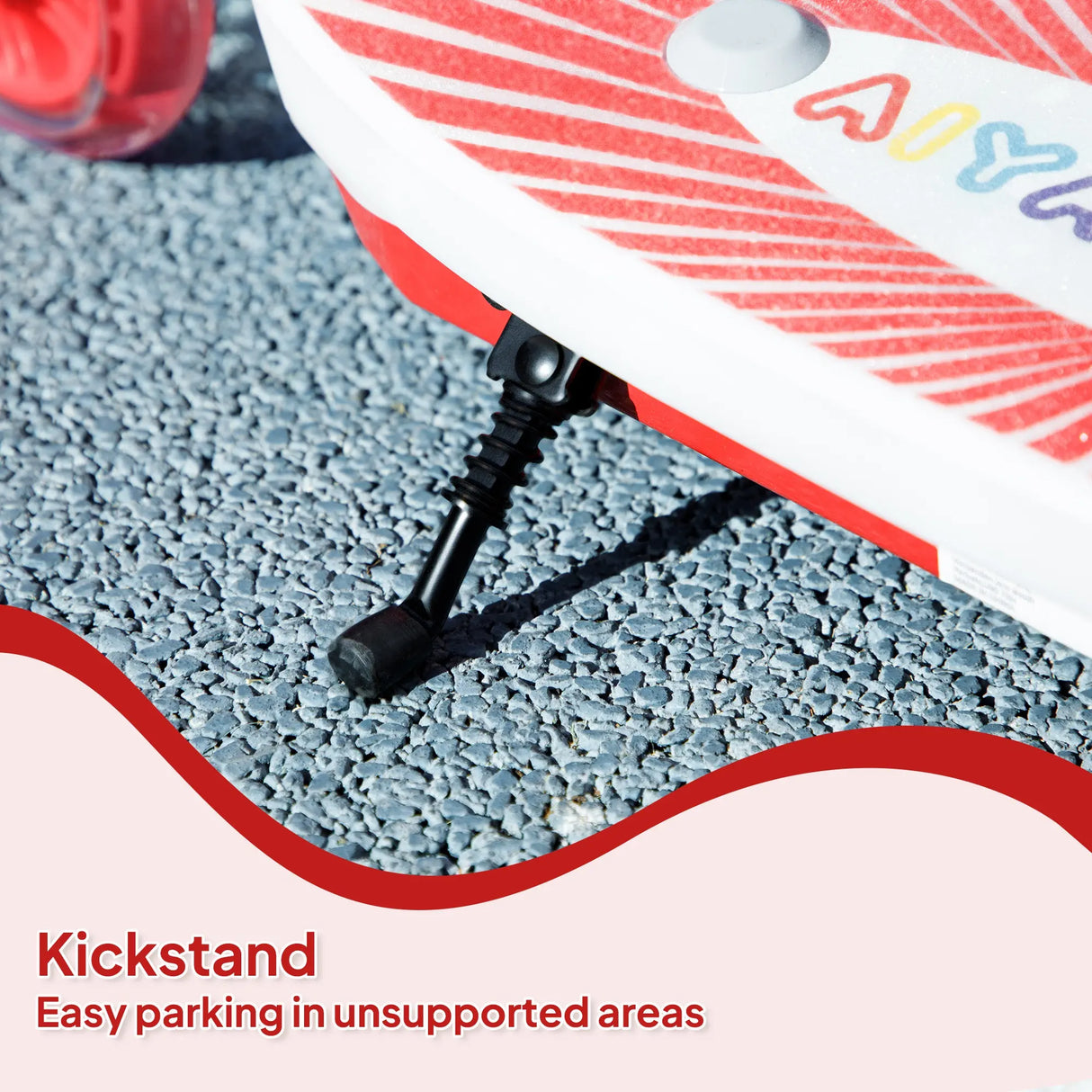 AIYAPLAY Electric Scooter for Kids Aged 4-7 Years, with Flashing LED Lights, Rear Auxiliary Wheels, Red